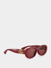 Gucci Rosso Ancora Red Low Nose Bridge Fit Oval Sunglasses