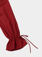 Saint Laurent Bordeaux Off-the-Shoulder Ruffled Cotton Twill Dress