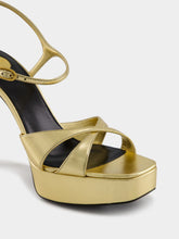Saint Laurent Gold Debbie Platform Sandals in Metallic Leather