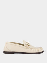 Saint Laurent White Leather Loafers with Cassandre