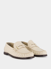 Saint Laurent White Leather Loafers with Cassandre