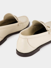 Saint Laurent White Leather Loafers with Cassandre