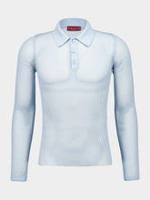 Gucci Light Blue Embossed Technical Mesh Polo