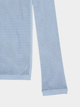 Gucci Light Blue Embossed Technical Mesh Polo