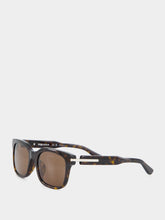 Alexander McQueen Havana Brown City T-Bar Rectangular Sunglasses