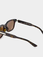 Alexander McQueen Havana Brown City T-Bar Rectangular Sunglasses