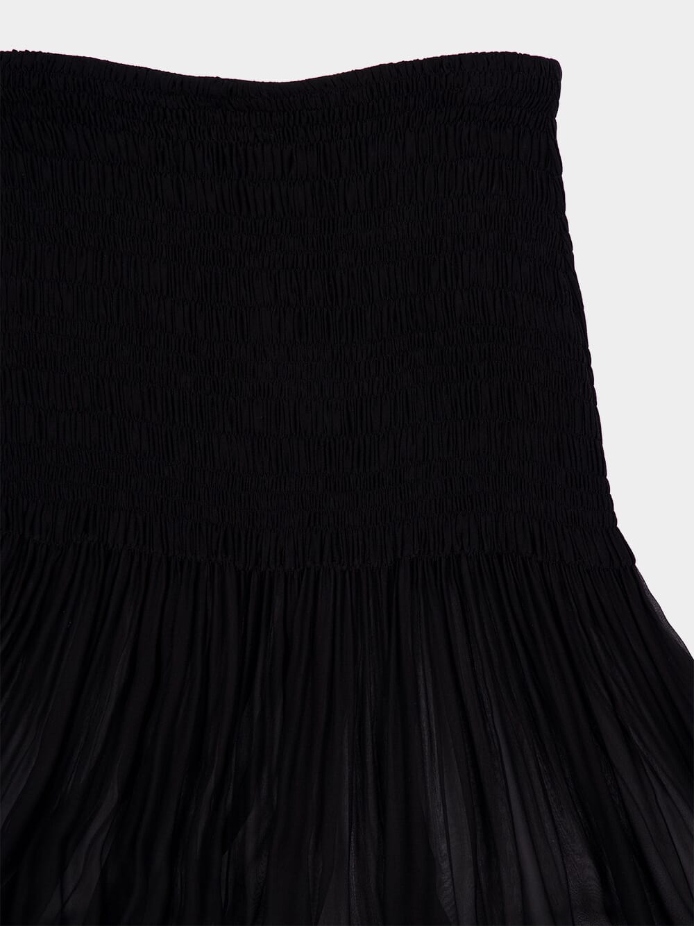 Black Ruffled Maxi Skirt in Silk Crepe Muslin