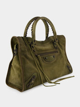 Balenciaga Khaki Green Le City Bag Medium in Suede Calfskin