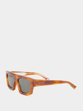 Gucci Brown Tortoiseshell Rectangular Frame Sunglasses