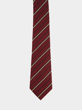 Saint Laurent Striped Wide Tie in Burgundy Wool-Silk