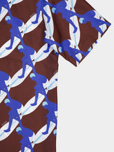 Gucci Brown Multicolour Printed Silk Bowling Shirt