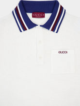 Gucci Ivory and Blue Cotton Piqué Polo Shirt