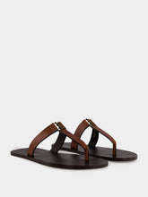 Saint Laurent Burnt Brown Babylone Leather Slides