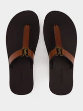 Saint Laurent Burnt Brown Babylone Leather Slides