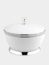 Leitão & Irmão Striped Porcelain and Silver Box with Carrapeta Lid