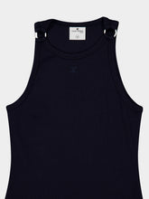 Courrèges Navy Buckle Rib Midi Dress