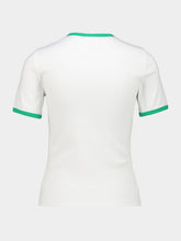 Courrèges Heritage White and Green Contrast Cotton T-Shirt