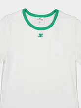 Courrèges Heritage White and Green Contrast Cotton T-Shirt