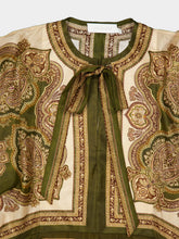 Zimmermann Olive Paisley Silk Tunic Midi Dress