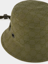 Gucci Forest Green GG Canvas Bucket Hat with Tie