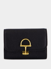 Gucci Black Calfskin Horsebit Card Case with Gold Hardware