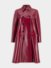 Gucci Rosso Ancora Red Shiny Leather Double-Breasted Coat