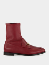 Gucci Rosso Ancora Leather Jordaan Ankle Boots