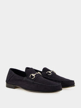 Gucci Blue Nabuk Leather Moccasins with Horsebit