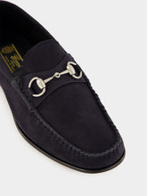 Gucci Blue Nabuk Leather Moccasins with Horsebit