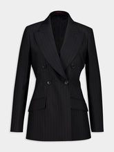 Gucci Black Pinstripe Wool Jacquard Blazer