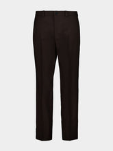 Brown Wool Gabardine Straight Trousers