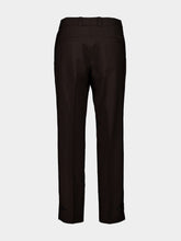 Brown Wool Gabardine Straight Trousers