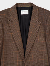 Saint Laurent Roux Single-Breasted Jacket in Crème Noir Prince of Wales Wool