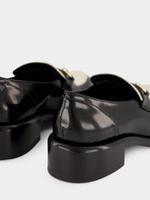 Gucci Black and White Patent Leather Loafers