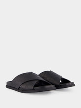 Gucci Black GG Embossed Leather Slides