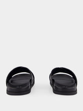 Gucci Black GG Embossed Leather Slides