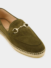 Gucci Horsebit Suede Espadrilles in Dark Green