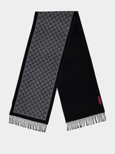 Gucci Black & Grey GG Wool Jacquard Scarf