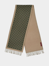 Gucci Olive Green and Beige GG Wool Scarf