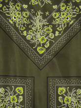 Gucci Forest Green Floral Bandana Silk Midi Skirt