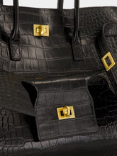 Balenciaga Bel Air Medium Carry All Bag in Black Croc