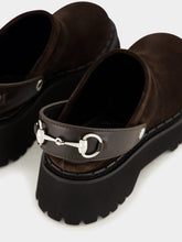 Gucci Dark Brown Suede Mule with Horsebit