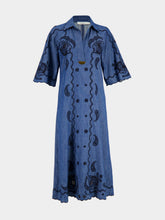 Zimmermann Railway Blue Aster Embroidered Midi Dress