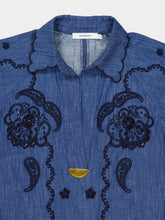 Zimmermann Railway Blue Aster Embroidered Midi Dress