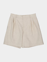 Bottega Veneta Chalk Cotton Linen Twill Shorts