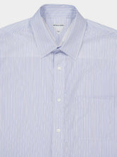 Bottega Veneta Blue White Striped Cotton Poplin Shirt