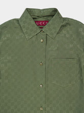 Gucci Dark Green GG Silk Jacquard Shirt
