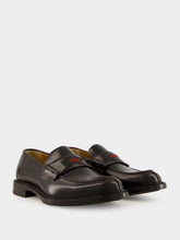 Gucci Dark Brown Leather Loafers with Web Detail
