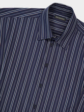 Balenciaga Navy and Marine Blue Striped Poplin Shirt-Dress