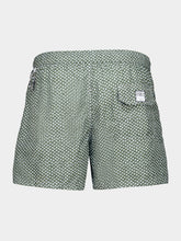 Fedeli Olive Green Print Madeira Swim Trunks